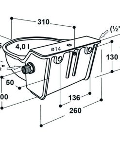 Alternative view of Drikkekar hest/småfe/storfe «Suevia340» emaljert, ½″tilkopling